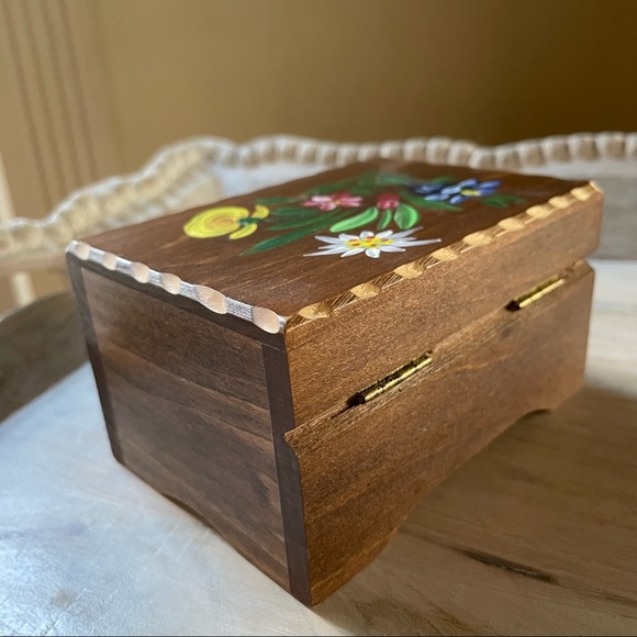 Mapsa Accents Vintage Mapsa Hand Painted Floral Wooden Music Box